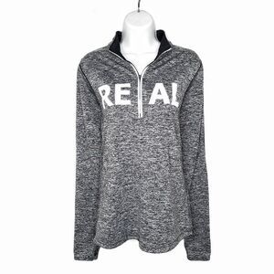 Forever 21 "REAL" Graphic Spacedye ¼ Zip Pullover